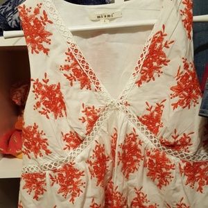 Lined Coral and White Cotton Top